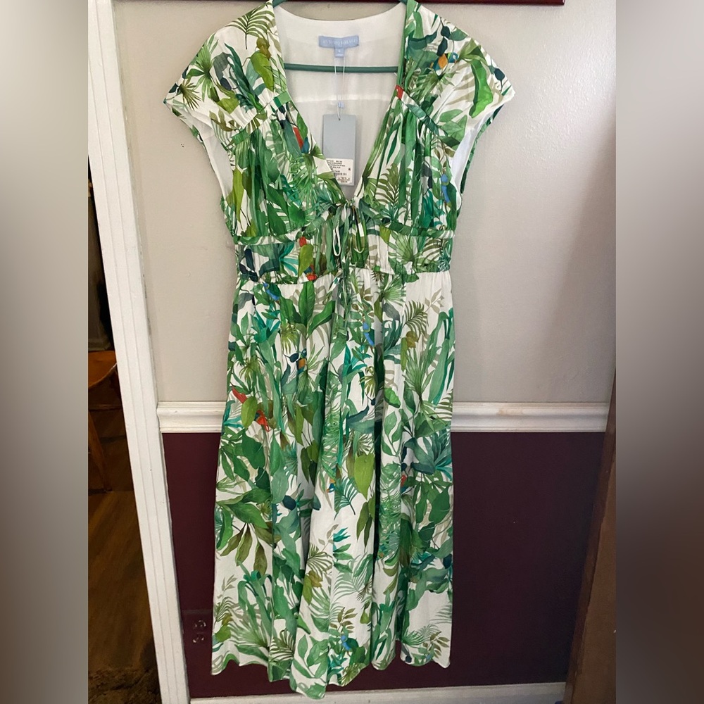 ANTONIO MELANI Green Pleated Sundress with Flutter Sleeves